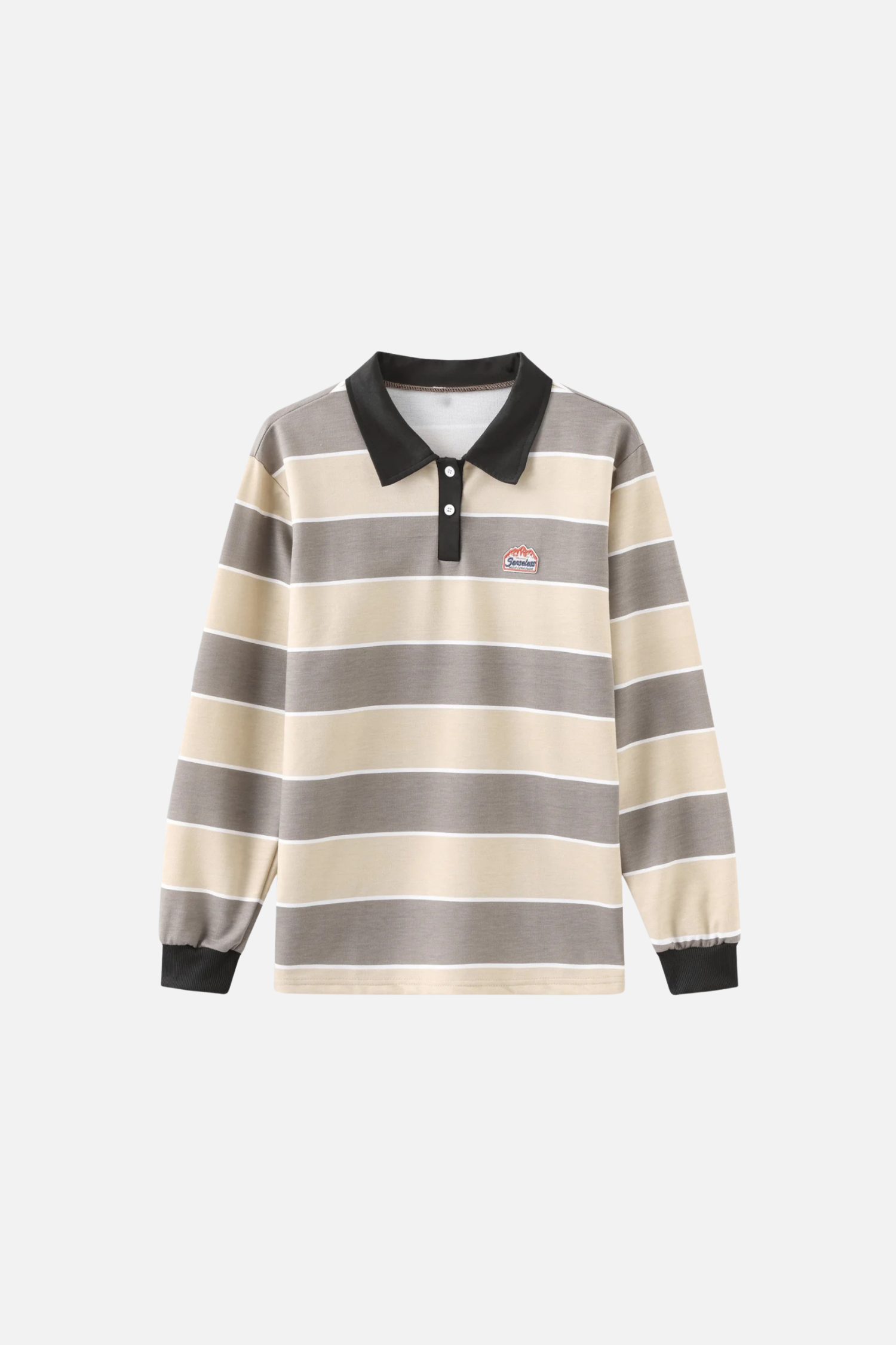Striped polo shirt with long sleeves